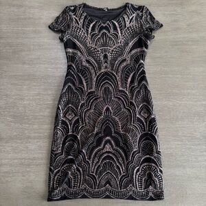 Jump Black Rose Gold Sparkley Mini Dress XS